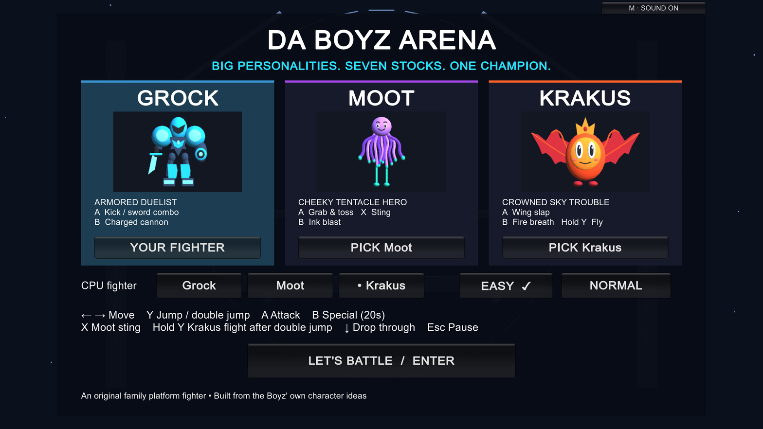 Grock, Moot and Krakus character selection